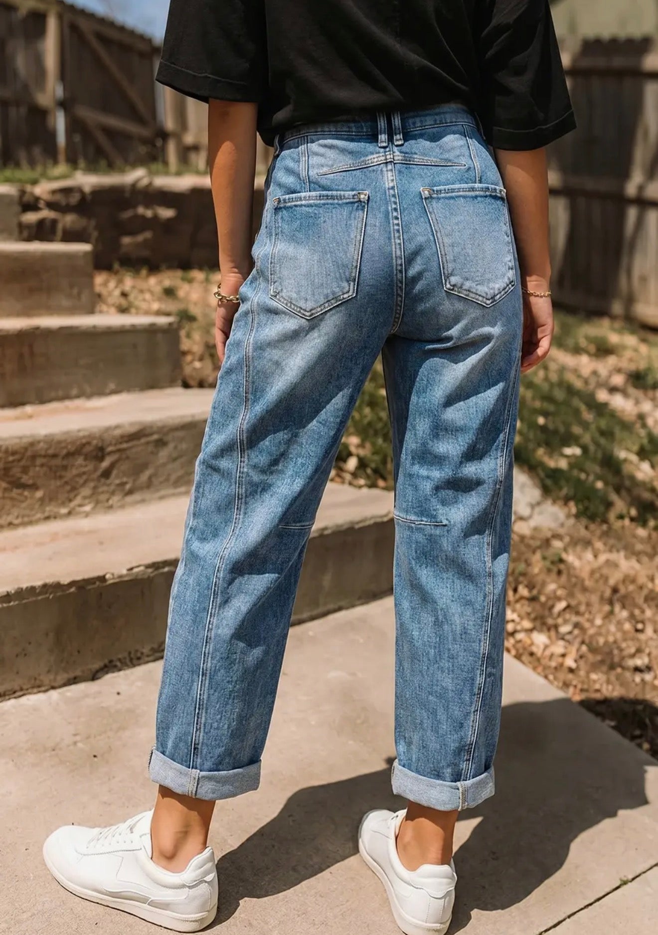 Vintage Washed Seam Detail Jeans