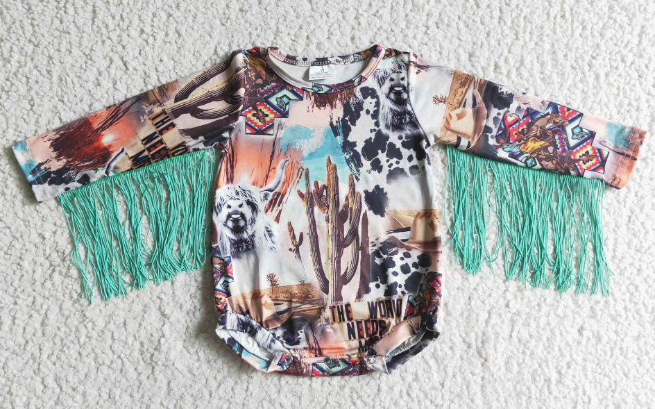 Highland Cow Tassel Onesie