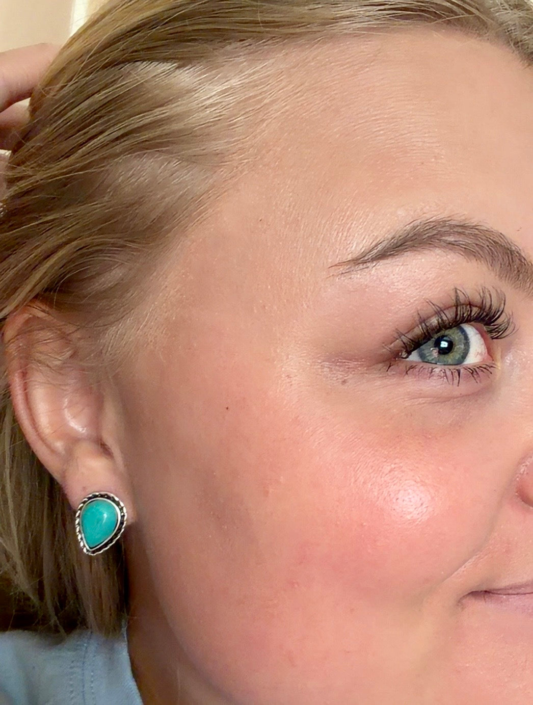 Turquoise Drop Stud Earrings
