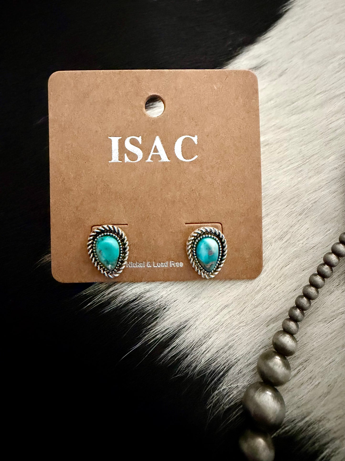 Turquoise Drop Gemstone Stud Earrings