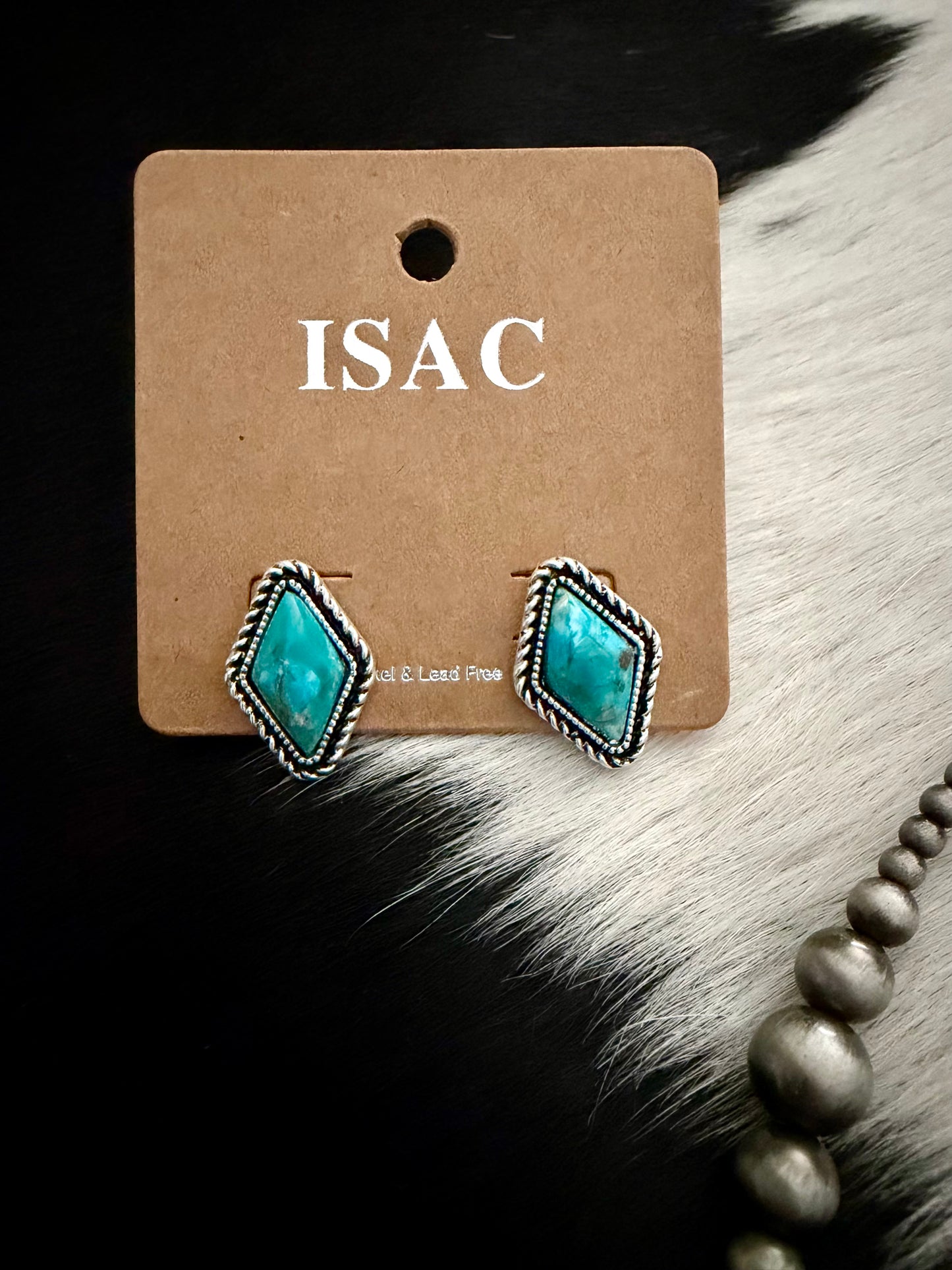 Turquoise Diamond Gemstone Stud Earrings
