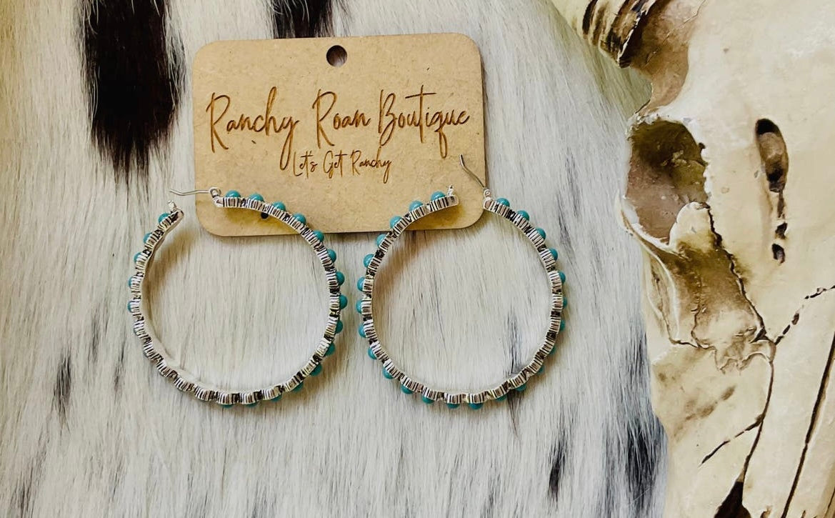 Navajo Style Texture Hoop Earrings