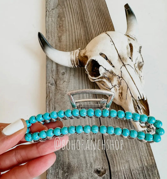 Turquoise Western Metal Claw Clip
