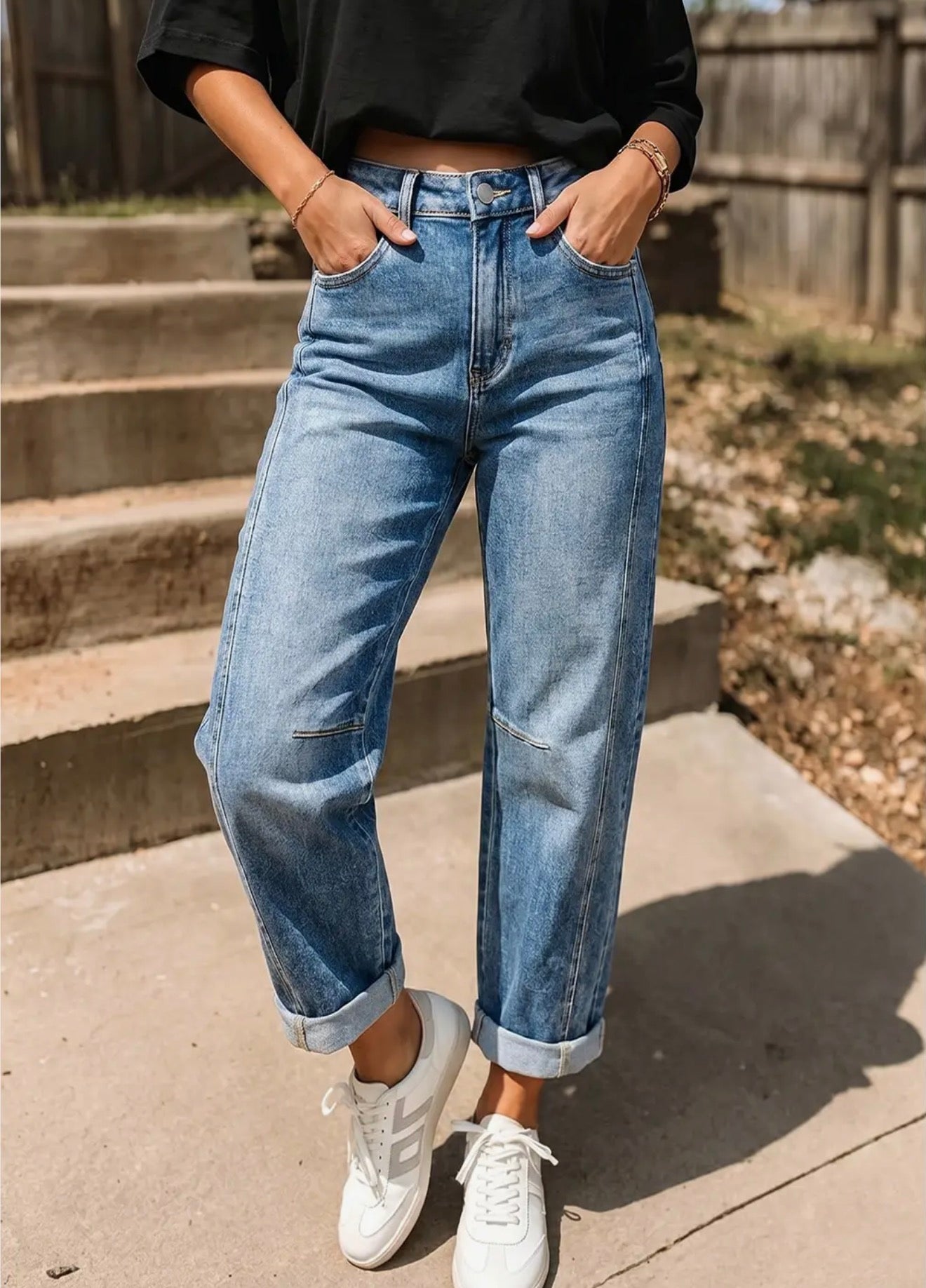 Vintage Washed Seam Detail Jeans