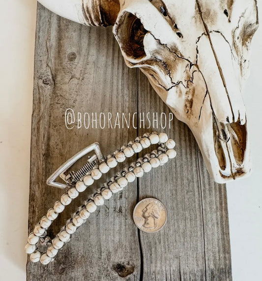 White Western Metal Claw Clip