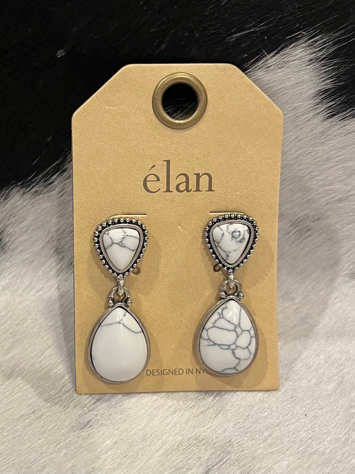 White Double Teardrop Earrings