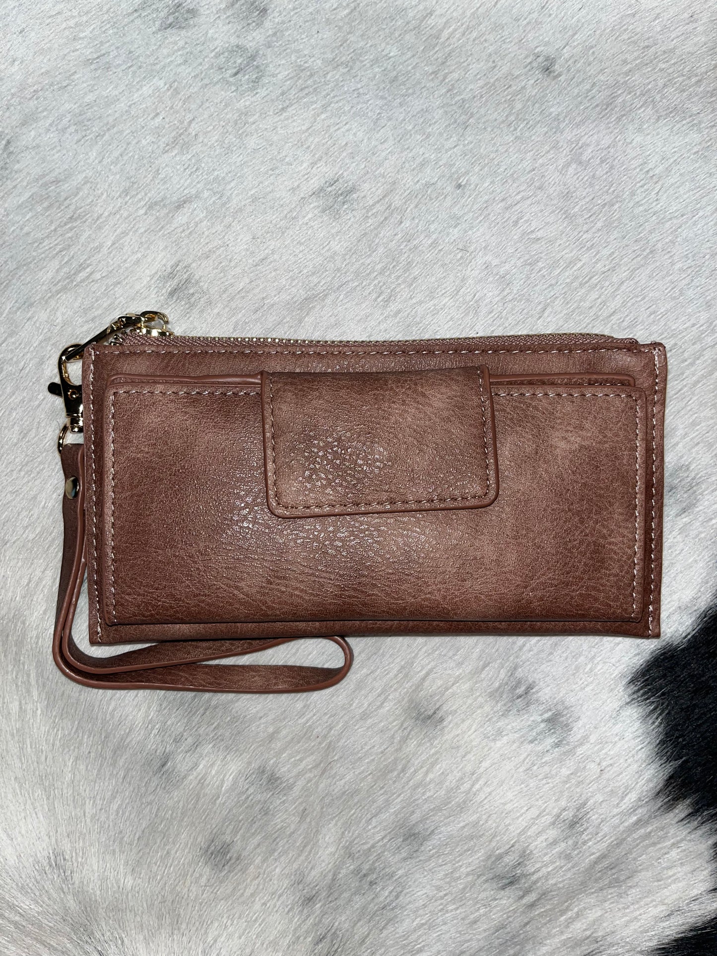 Faux Leather Wristlet Wallet