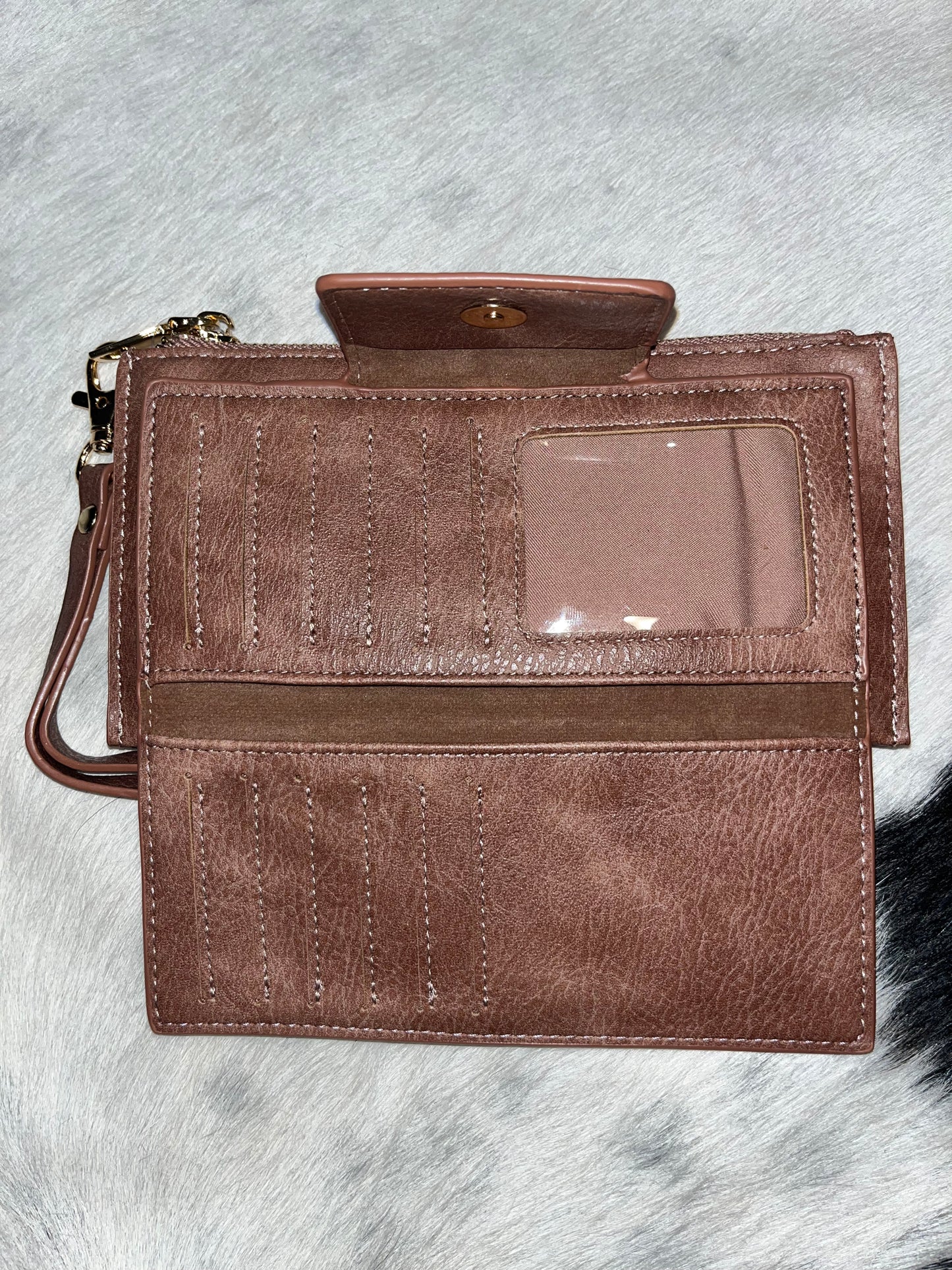 Faux Leather Wristlet Wallet