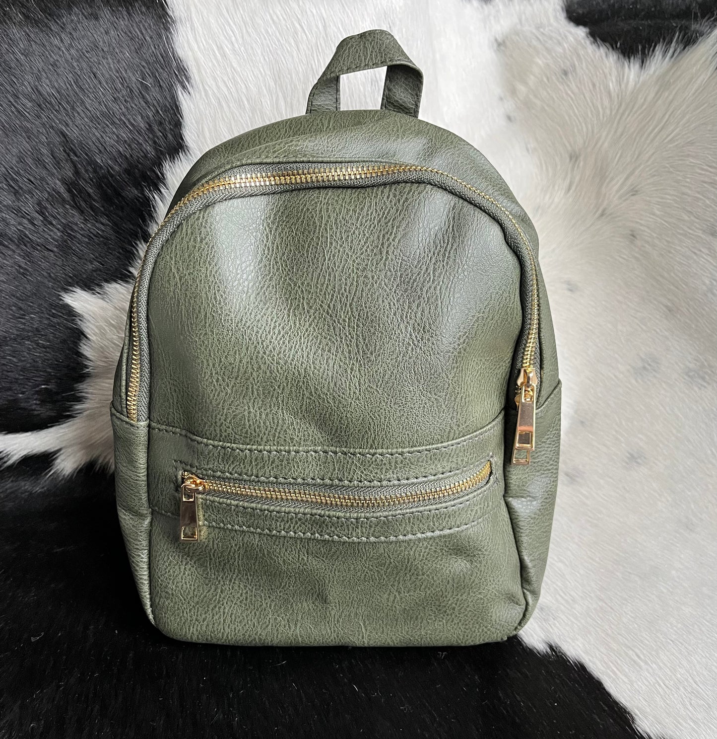 Saige Green Faux Leather Backpack Bag