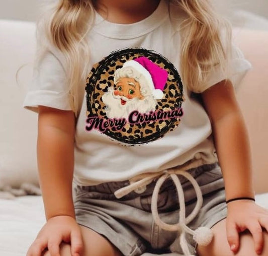 Kids Pink Leopard Santa