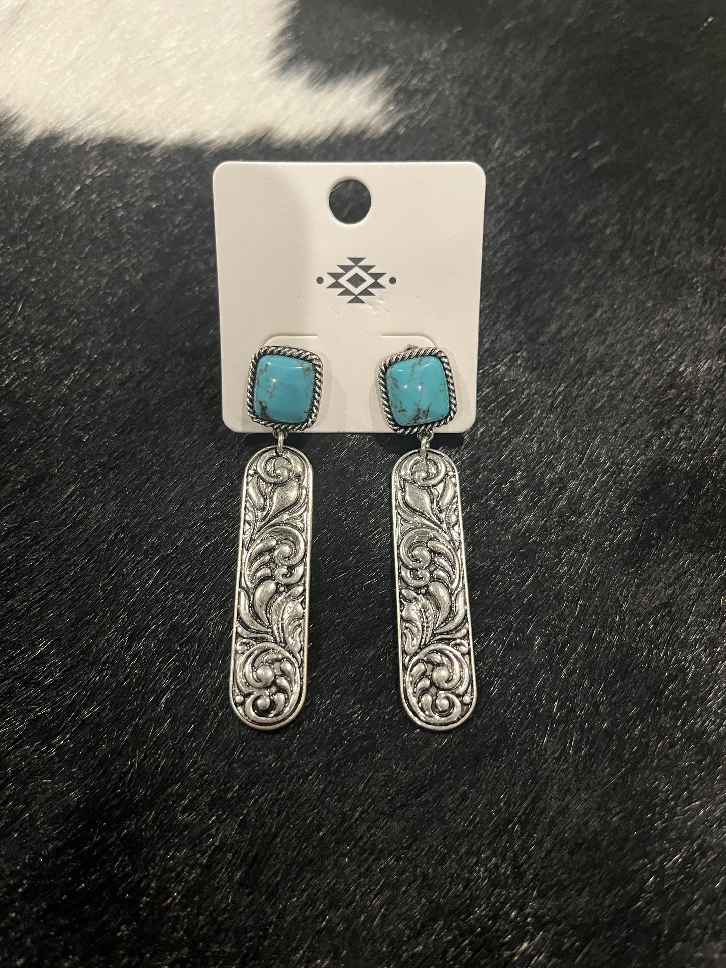 Rawlins Way Turquoise Silvertone Earrings