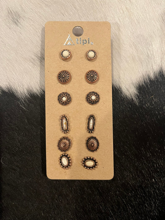 White Durham Stud Earring Set