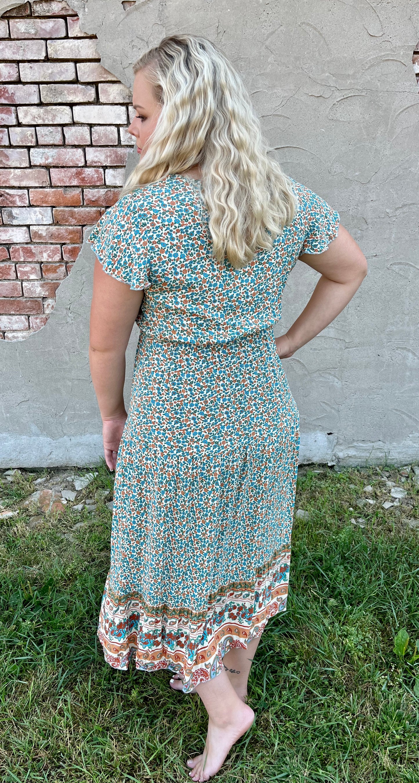 Ruffle Sleeve Boho Dress
