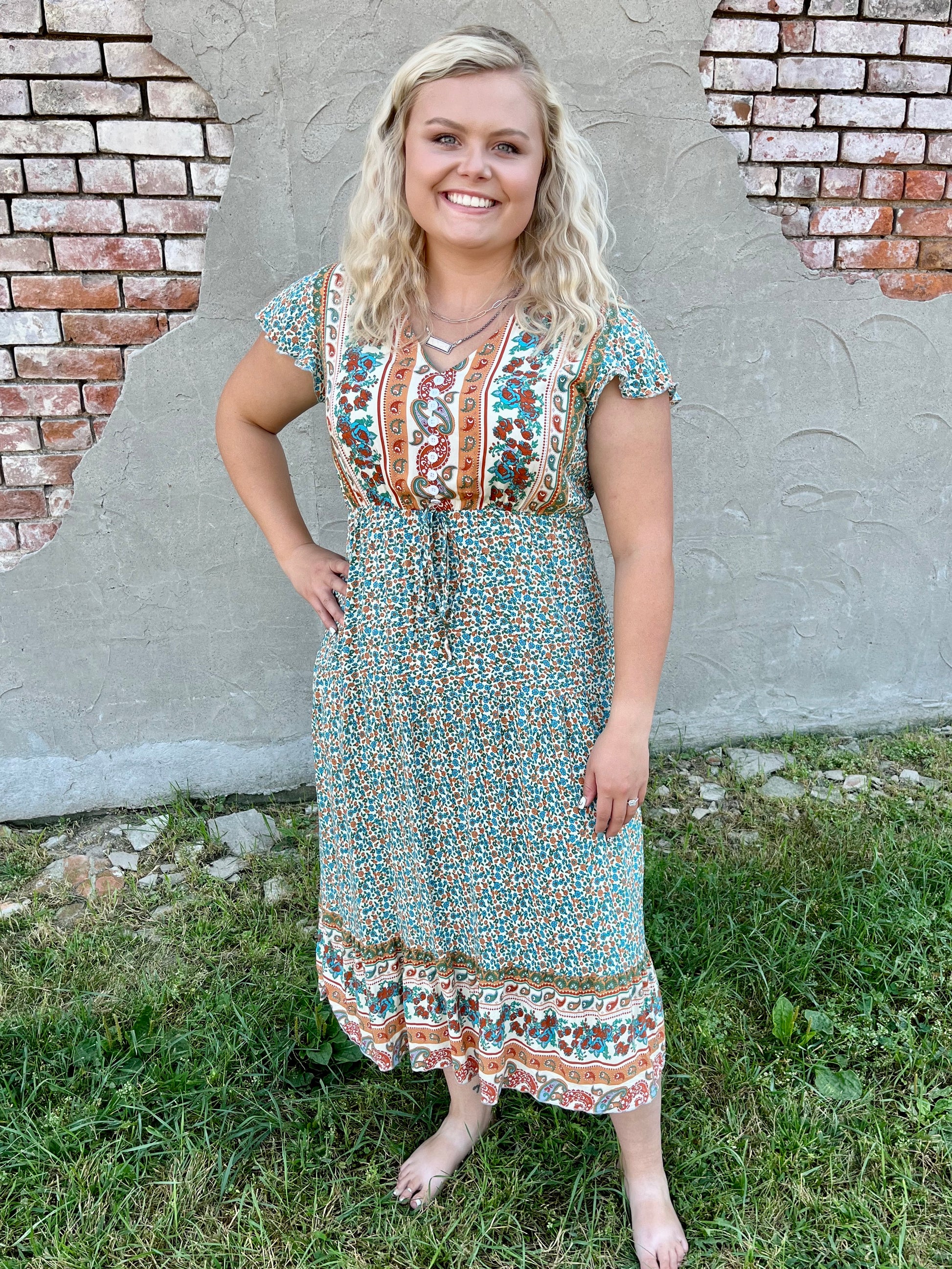 Ruffle Sleeve Boho Dress - Main Image
