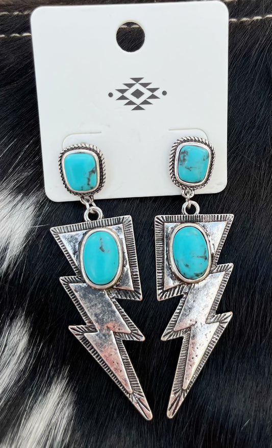 Turquoise Lightening Bolt Earrings