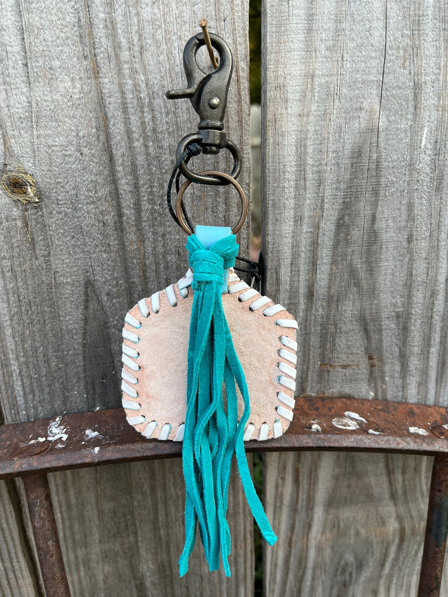 Blue Lotus Leather Keychain