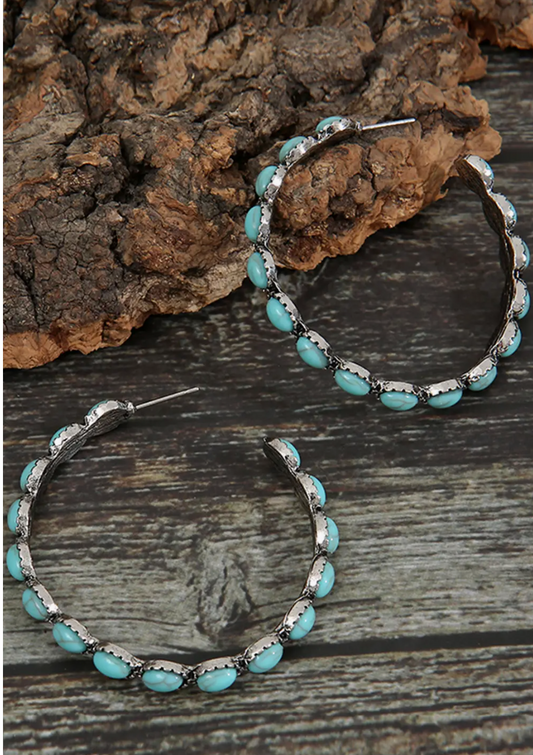 Turquoise C Hoop Earrings