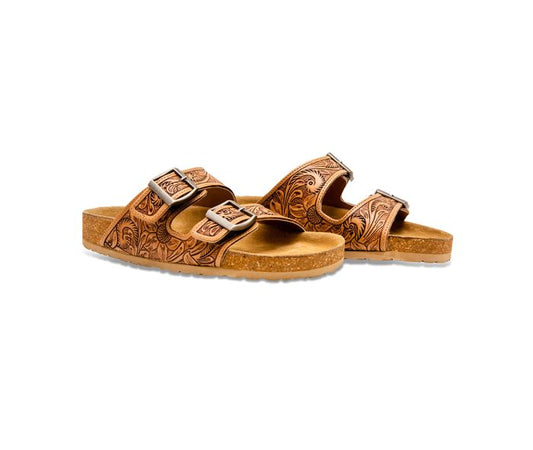 Footo Western Hand-Tooled Sandals