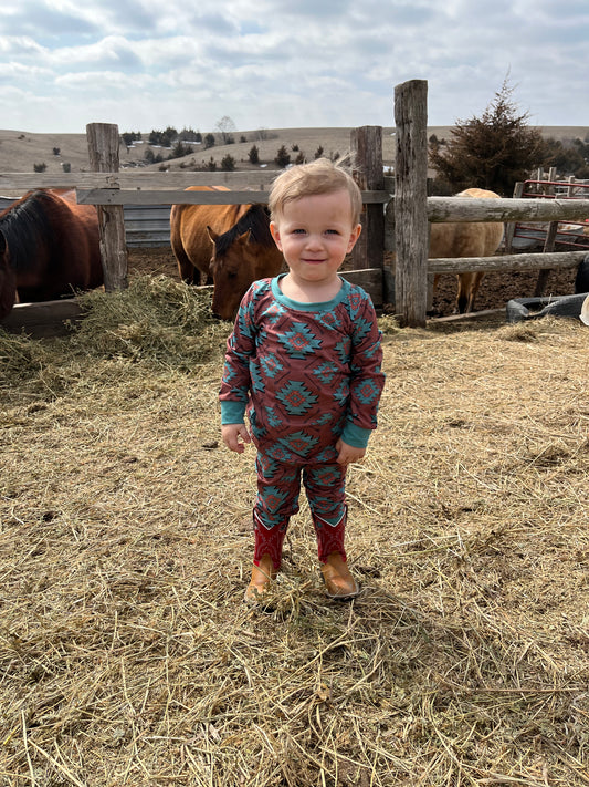 Brown Aztec Western Pajama